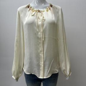 Women Satin Breathable Office Bead Decoration Elegant Shirt