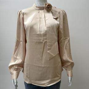 Ladies Satin Flower Decoration Long Sleeve Office Shirt