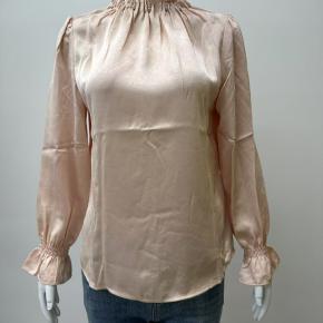 Ladies Satin Pearl Decoration Smocking Sleeve Office Shirt