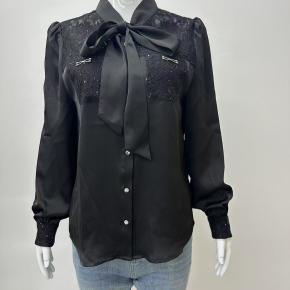 Lace Satin Bow Decoration Comfortable Office Ladies Shirt