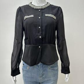 Shiny Chiffon Satin Sequin Embroidery Office Ladies Shirt