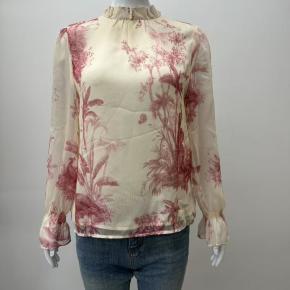 Printed Chiffon Pearl Bow On Neck Elegant Office Ladies Shirt