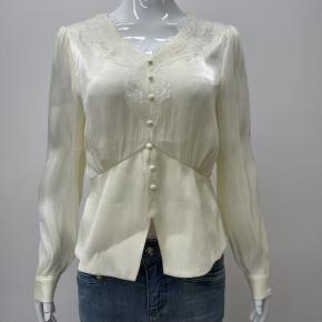 Organza Lace Light Yellow Elegant Office Ladies Shirt