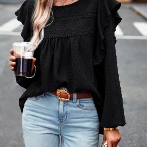 Jacquard Lace Long Sleeve Casual Cotton Tops