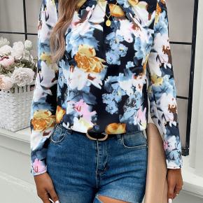 Ladies Printed Long Sleeve Elegant Office Blouse