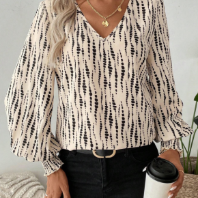 Polka Dots Printed Chiffon Office Shirt Smocking Cuffs