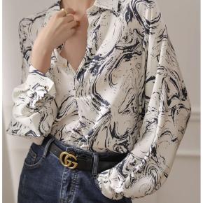 Spring Autumn Printed Thick Chiffon Elegant Shirt
