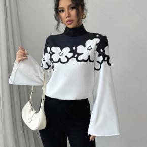 Ladies Spring Printed Thick Chiffon Elegant Shirt