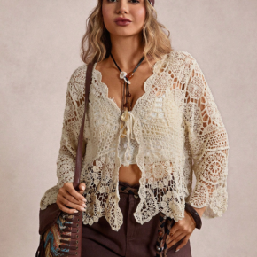 Ladies Fashion Long Sleeves Handmade Crochet Cardigan