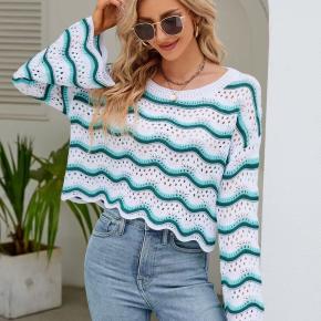 Ladies Office Contrast Stripes Top Knitted Sweater For Spring