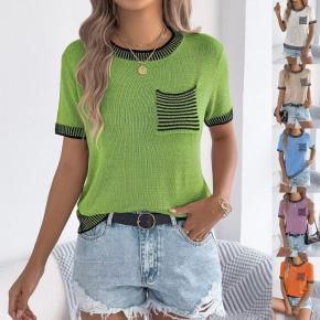 Women's Daily Stripes Top Knitted T-Shirt For Summer 