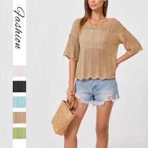 Ladies Cotton Middle Sleeves Knitted Breathable Top For Summer