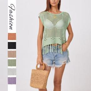 Ladies Summer New Arrival Tassel Hem Knit T-shirt