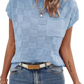 Ladies Classic Acrylic Short Sleeves Knitted Breathable Top