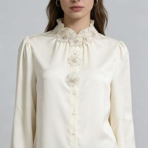 Women Spring Luxury Flower decoration Shirt Cardigan Style