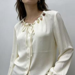 Women Satin Breathable Office Bead Decoration Elegant Shirt