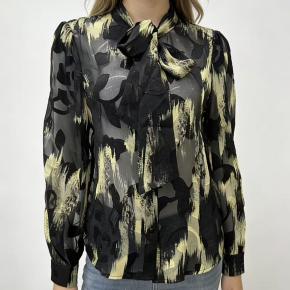 Ladies Digital Printing Jacquard Chiffon Bow Embellished Shirt