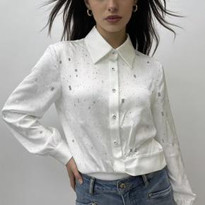 Satin Rhinestones Breathable Special Fabric Office Ladies Shirt