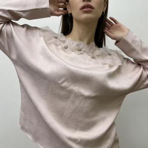 Jacquard Satin Flower On Neck Elegant Office Ladies Shirt