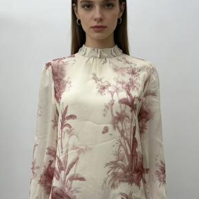 Printed Chiffon Pearl Bow On Neck Elegant Office Ladies Shirt