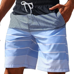 Man's Striped Print Quick-Drying Cotton Shorts For Summer
