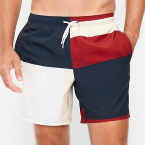 Man's Grid Color Blocking Print Cotton Shorts For Summer
