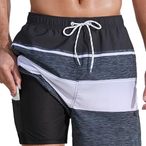 Summer Man's Striped Print Soft Shorts With Lining