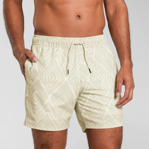 Man's Diamond Pattern Waistband Beach Shorts With Lining 