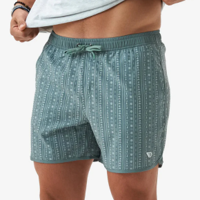 Man's Striped Print Quick-Drying Cotton Shorts With Pocket