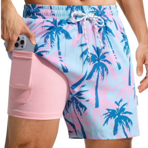 Summer Swimwear Man's Printed Shorts With Pocket Lining